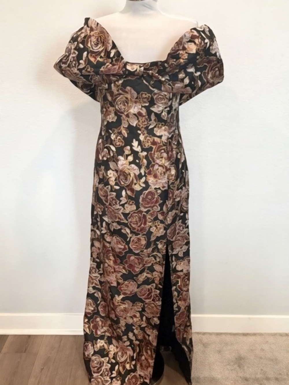 Petal & Pup Off-Shoulder Floral Maxi Dress in Brown and Black - Picture 3 of 11